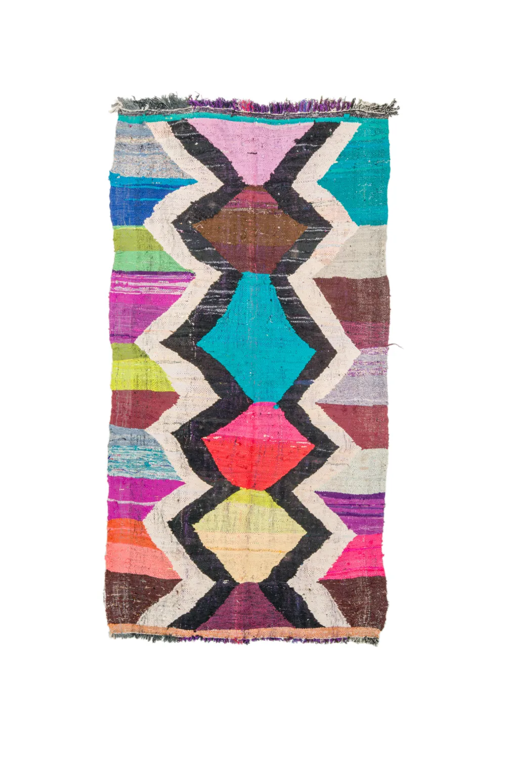Marokkolainen Kilim matto Boucherouite 135 x 245 cm