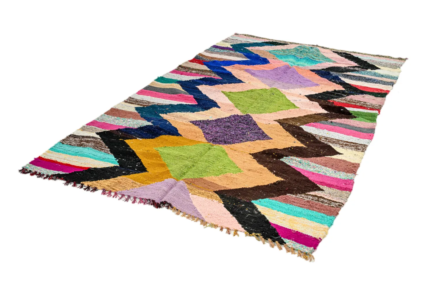 Marokkolainen Kilim matto Boucherouite 155 x 260 cm