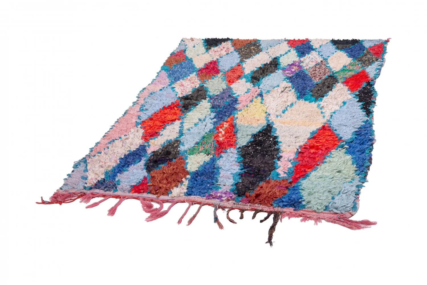 Marokkolainen Kilim matto Boucherouite 200 x 130 cm