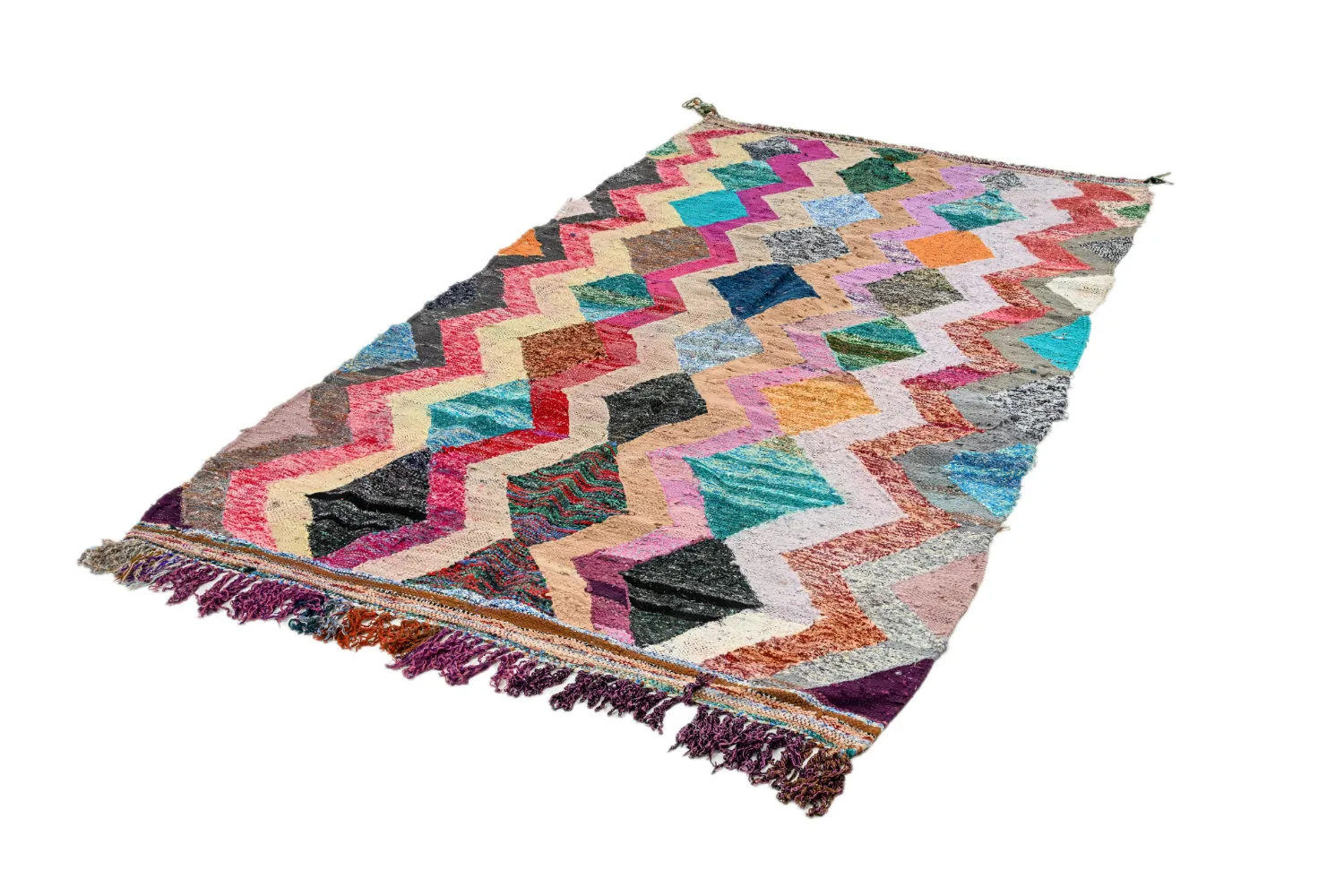 Marokkolainen Kilim matto Boucherouite 135 x 260 cm