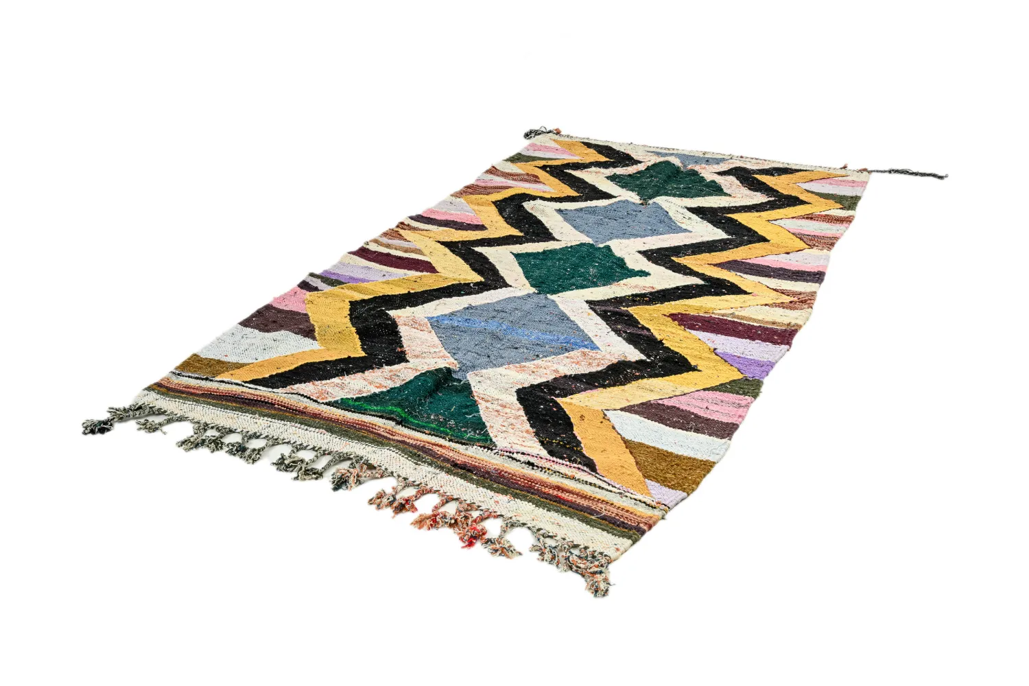 Marokkolainen Kilim matto Boucherouite 135 x 260 cm