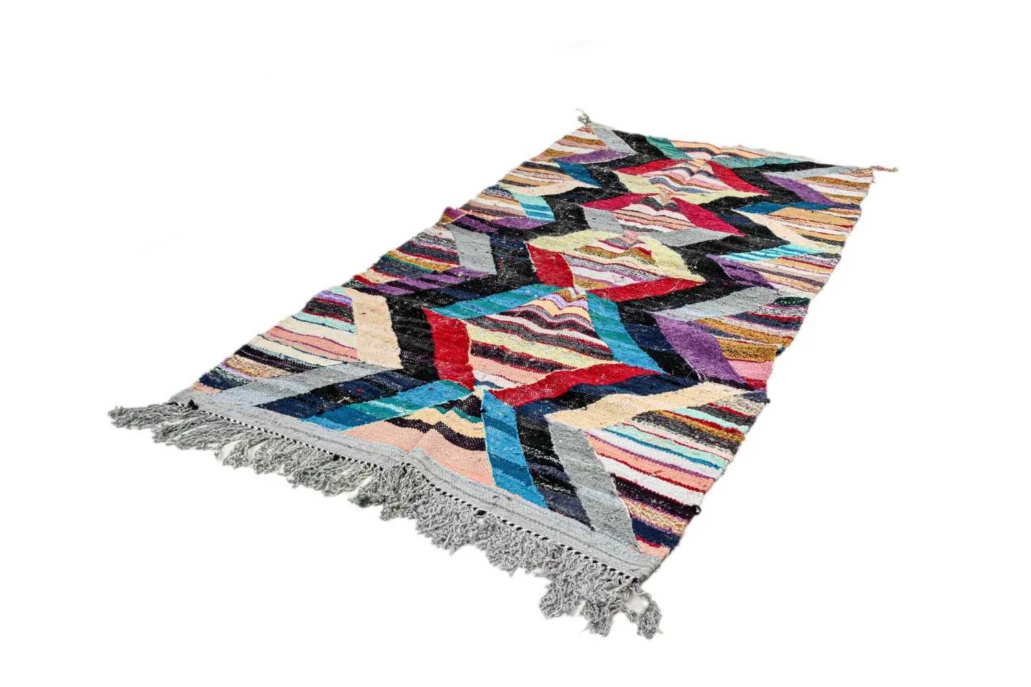 Marokkolainen Kilim matto Boucherouite 140 x 290 cm