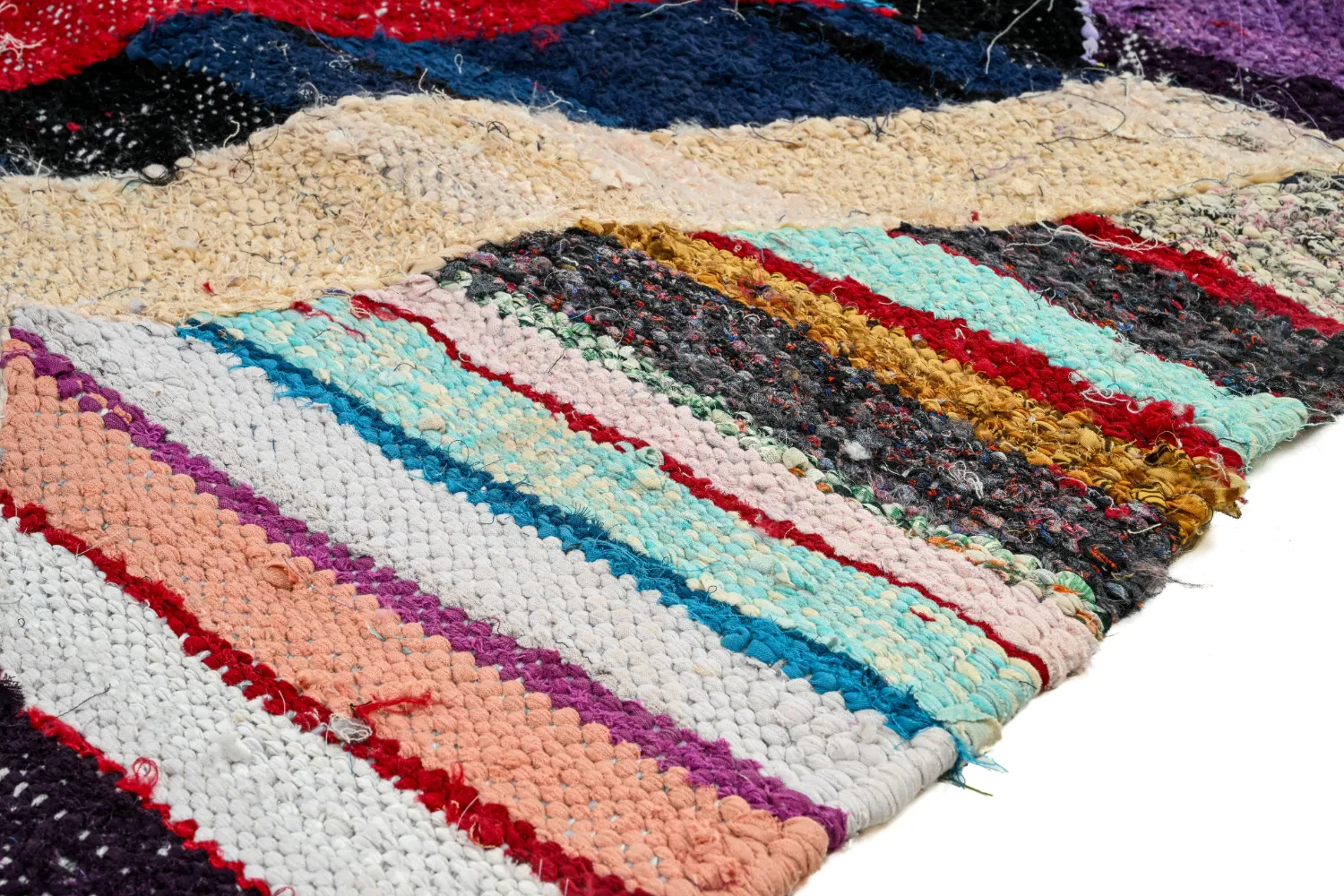 Marokkolainen Kilim matto Boucherouite 140 x 290 cm
