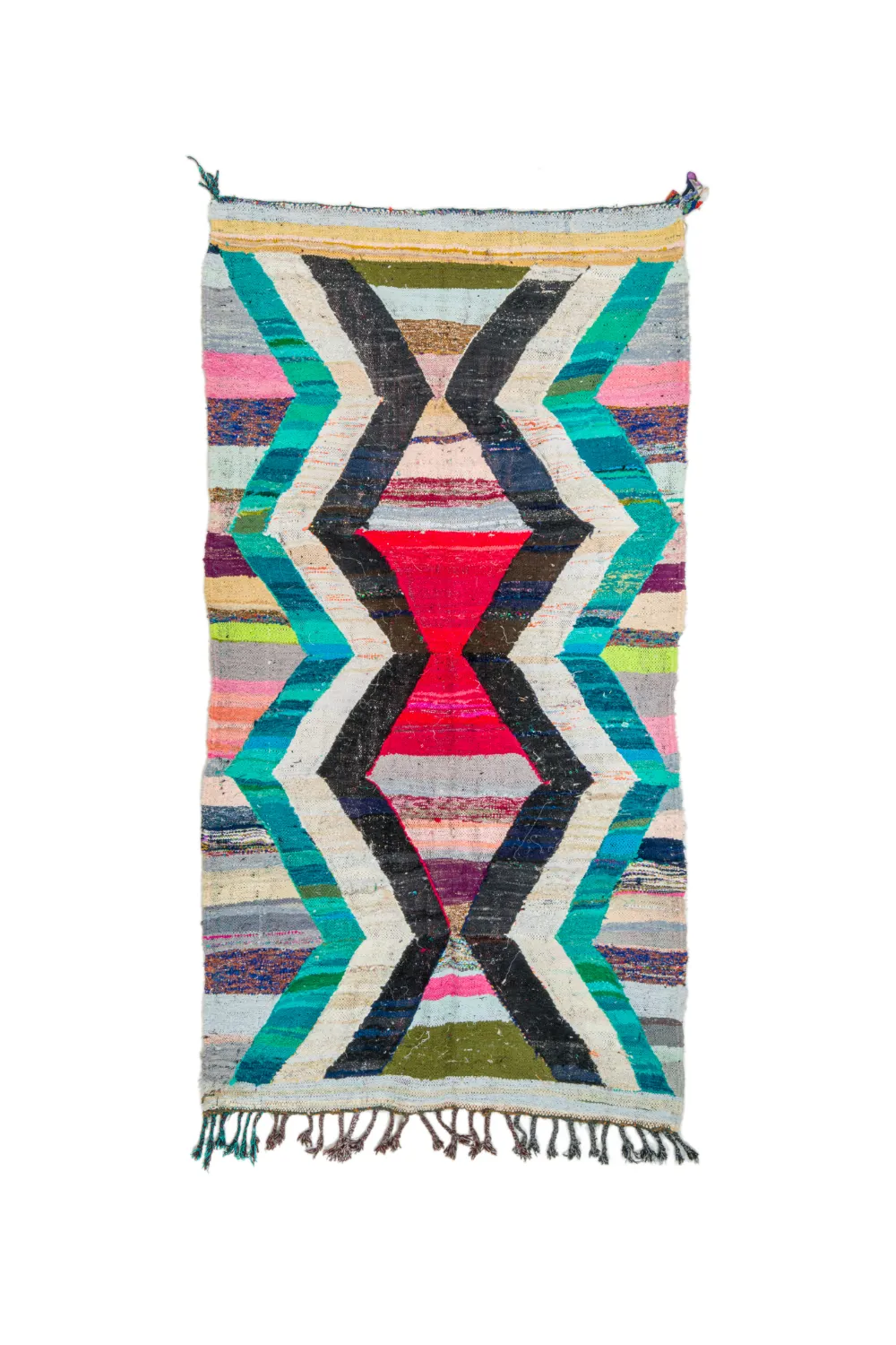 Marokkolainen Kilim matto Boucherouite 140 x 260 cm