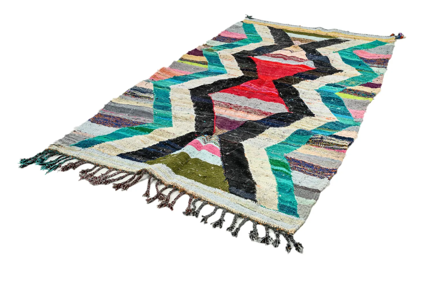 Marokkolainen Kilim matto Boucherouite 140 x 260 cm