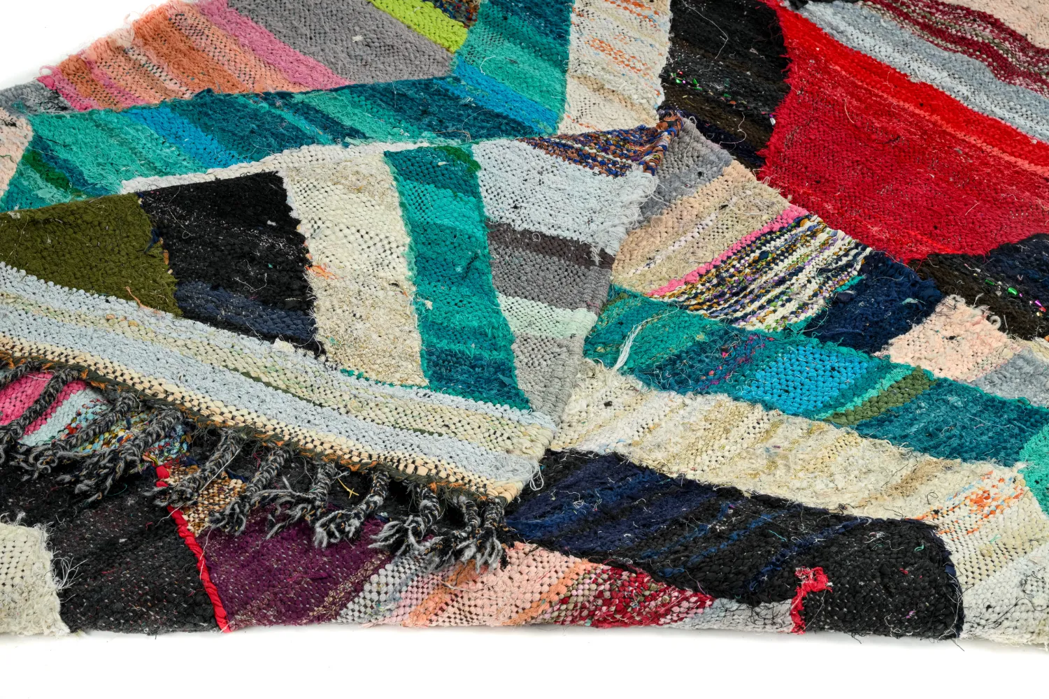 Marokkolainen Kilim matto Boucherouite 140 x 260 cm