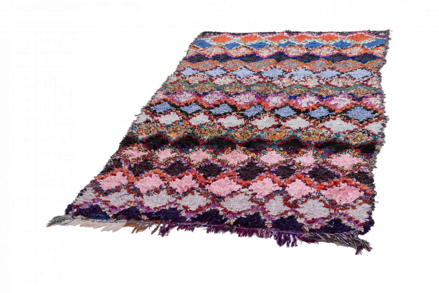 Marokkolainen Kilim matto Boucherouite 220 x 130 cm