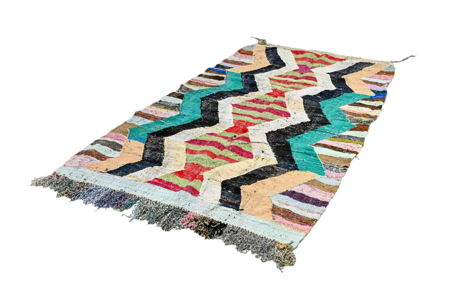 Marokkolainen Kilim matto Boucherouite 140 x 265 cm
