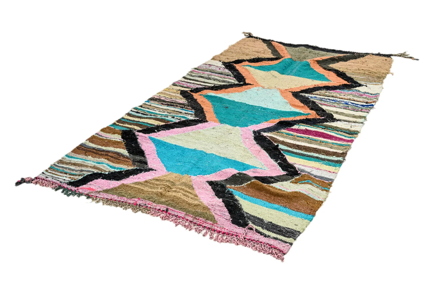 Marokkolainen Kilim matto Boucherouite 135 x 265 cm