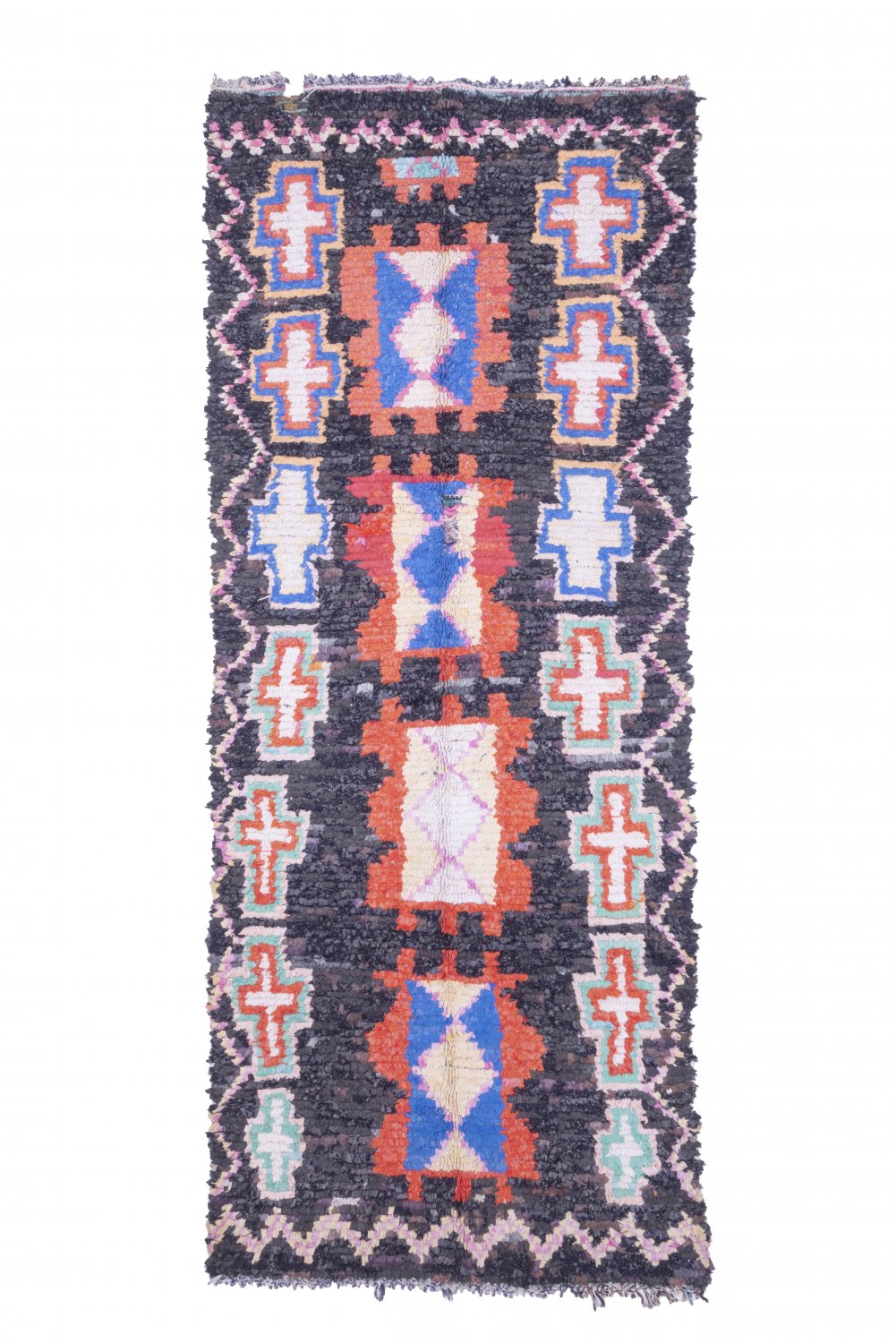 Marokkolainen Kilim matto Boucherouite 275 x 105 cm