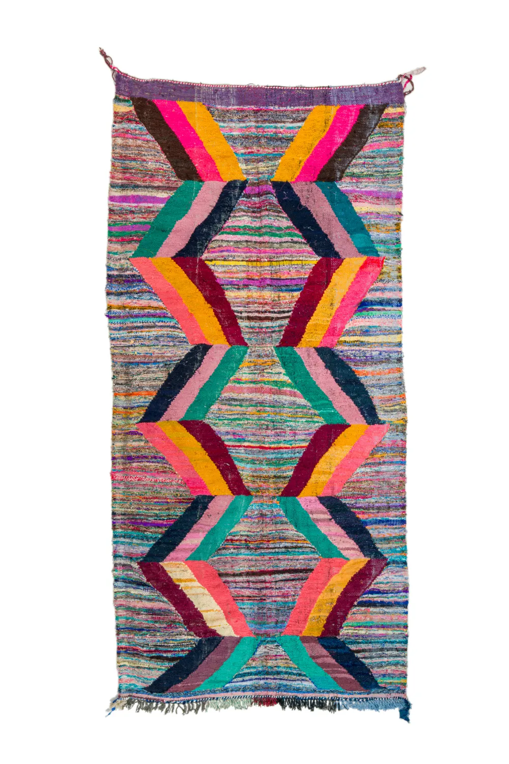 Marokkolainen Kilim matto Boucherouite 150 x 325 cm