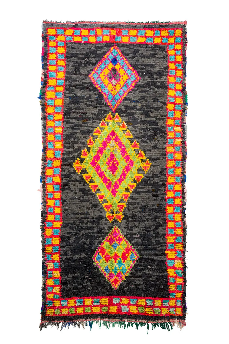 Marokkolainen Kilim matto Boucherouite 135 x 290 cm