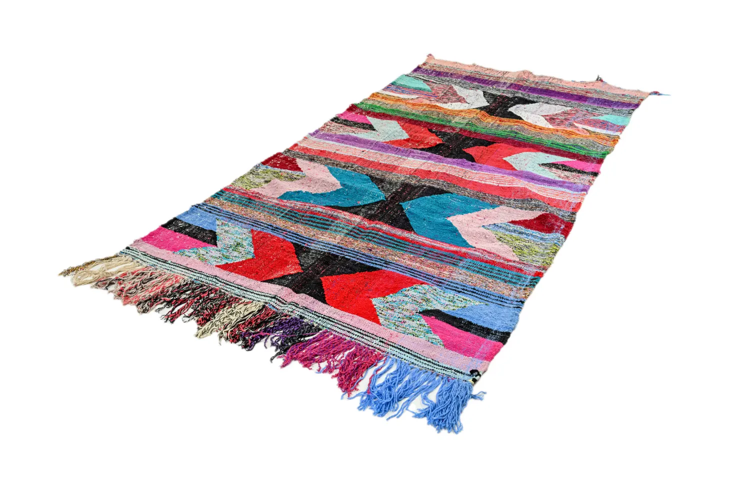 Marokkolainen Kilim matto Boucherouite 135 x 270 cm