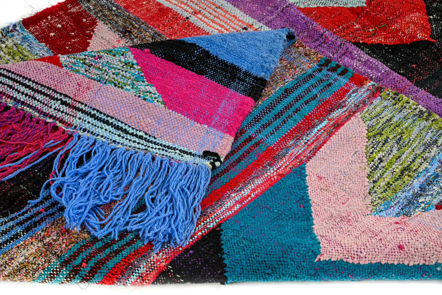 Marokkolainen Kilim matto Boucherouite 135 x 270 cm