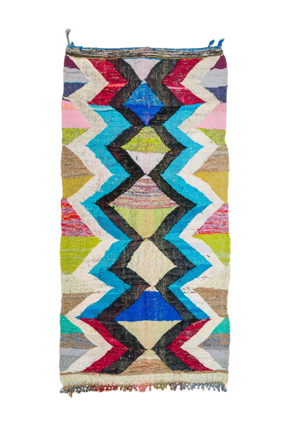 Marokkolainen Kilim matto Boucherouite 125 x 250 cm