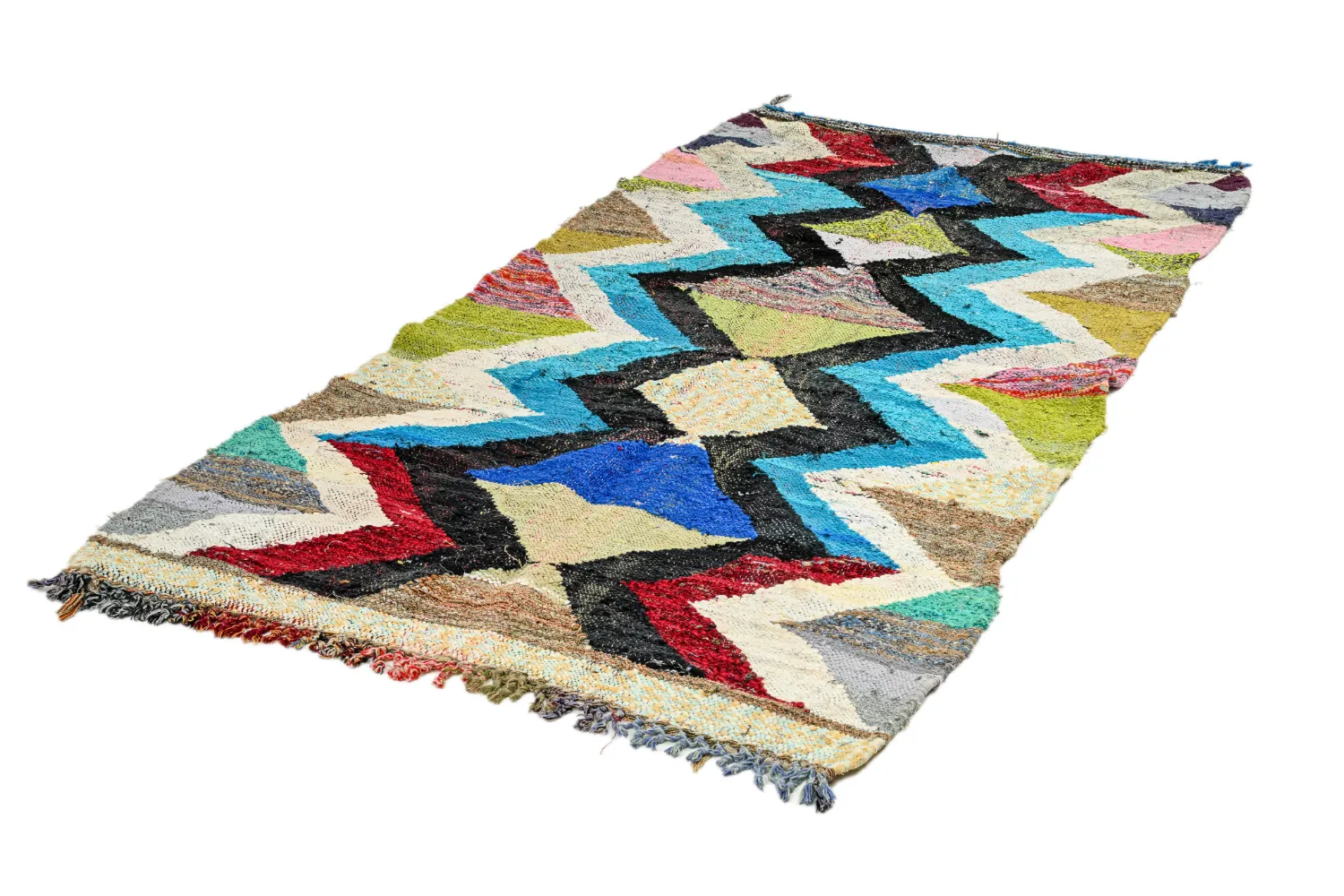 Marokkolainen Kilim matto Boucherouite 125 x 250 cm