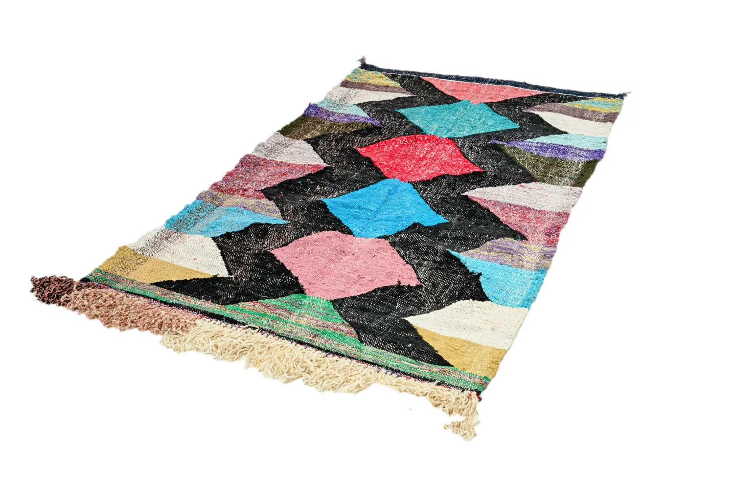 Marokkolainen Kilim matto Boucherouite 120 x 230 cm