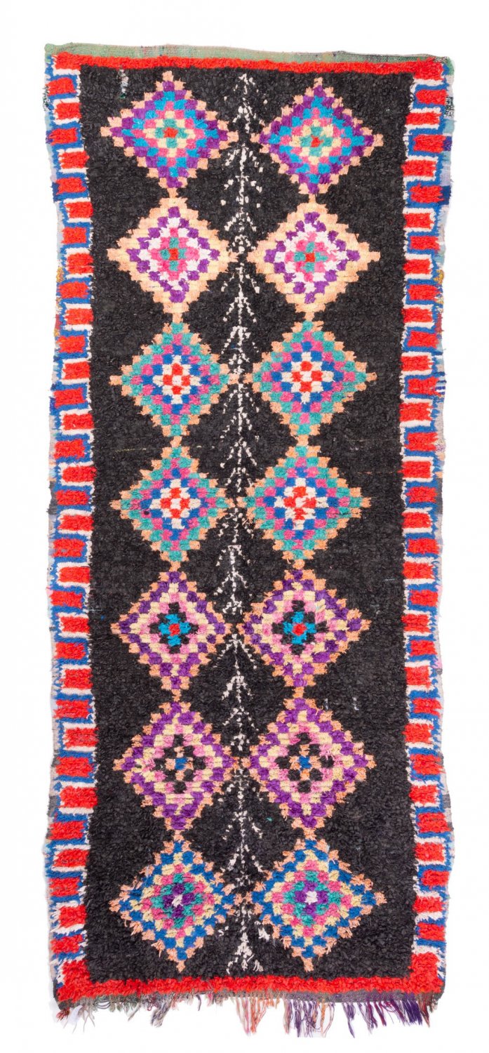 Marokkolainen Kilim matto Boucherouite 300 x 130 cm