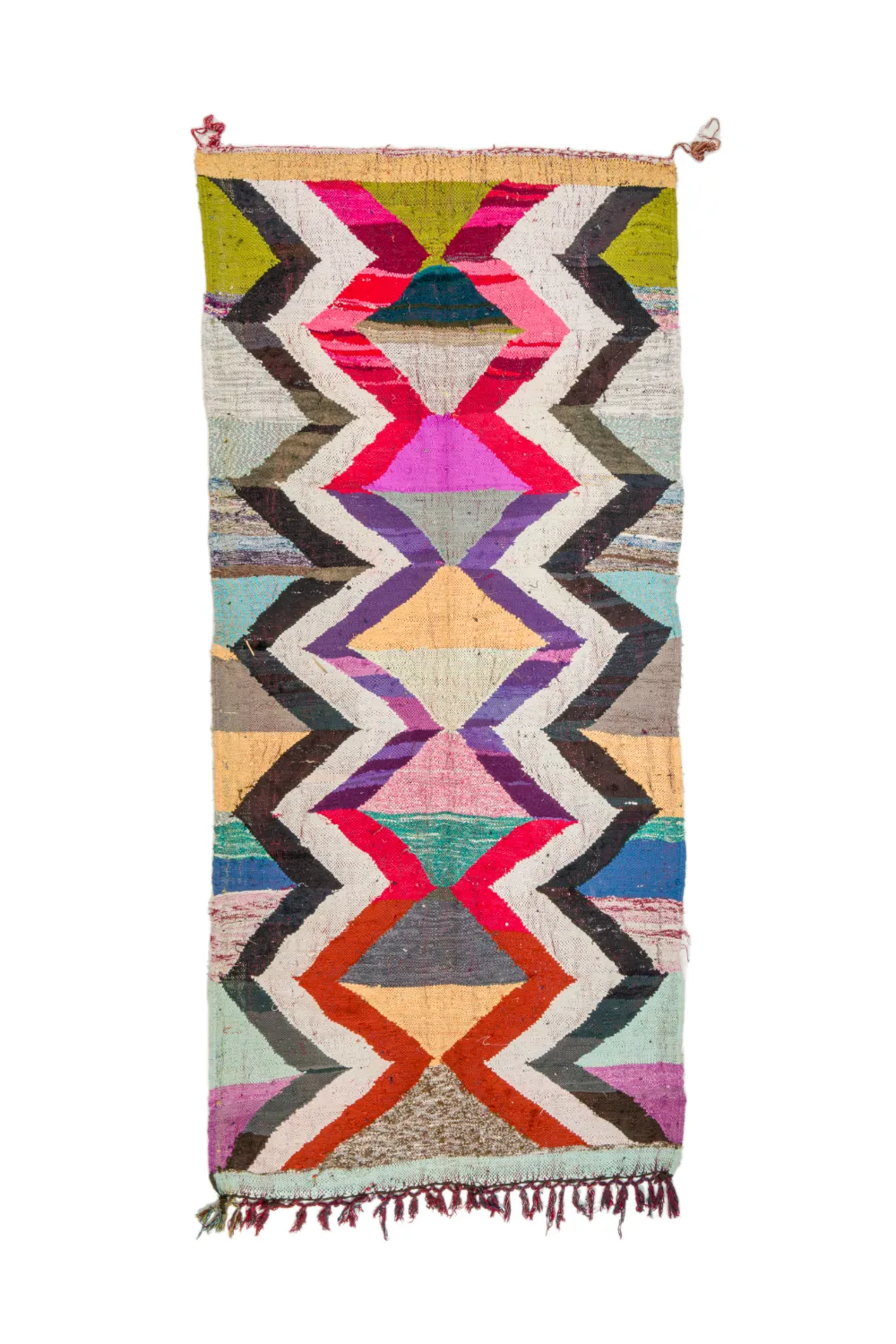 Marokkolainen Kilim matto Boucherouite 140 x 305 cm