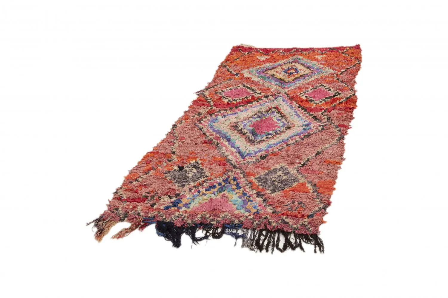 Marokkolainen Kilim matto Boucherouite 245 x 105 cm