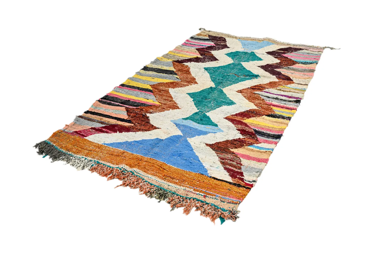 Marokkolainen Kilim matto Boucherouite 125 x 225 cm