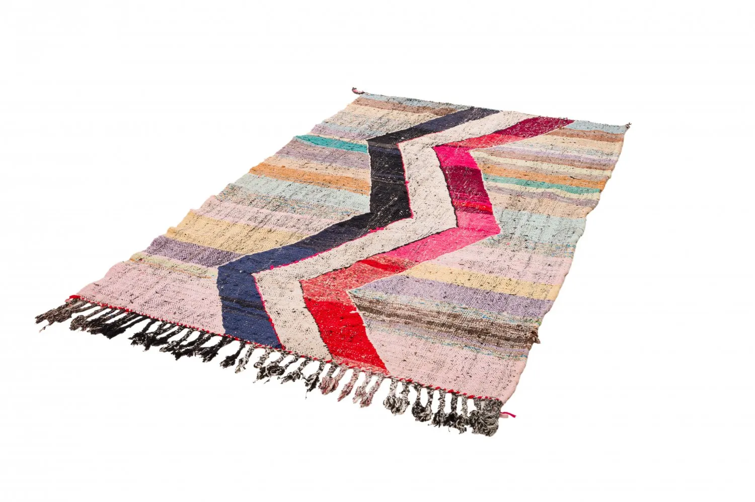 Marokkolainen Kilim matto Boucherouite 125 x 220 cm