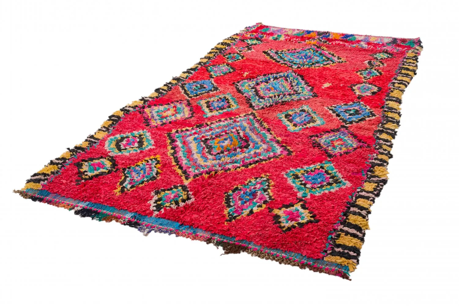 Marokkolainen Kilim matto Boucherouite 290 x 140 cm
