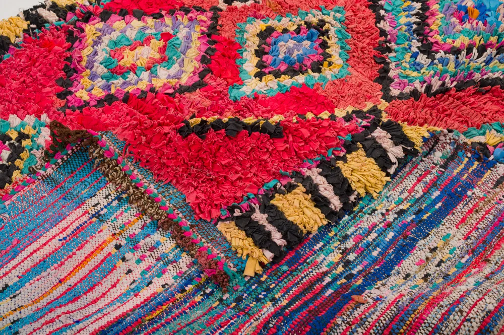Marokkolainen Kilim matto Boucherouite 290 x 140 cm