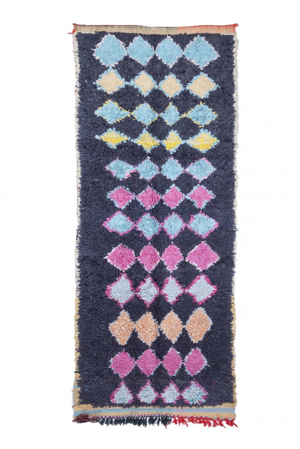 Marokkolainen Kilim matto Boucherouite 315 x 125 cm