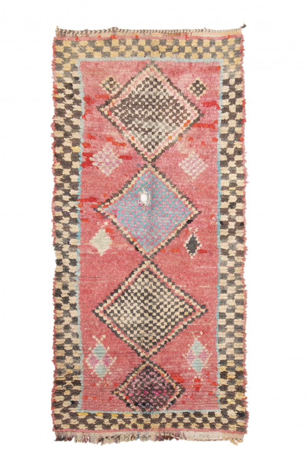Marokkolainen Kilim matto Boucherouite 255 x 130 cm