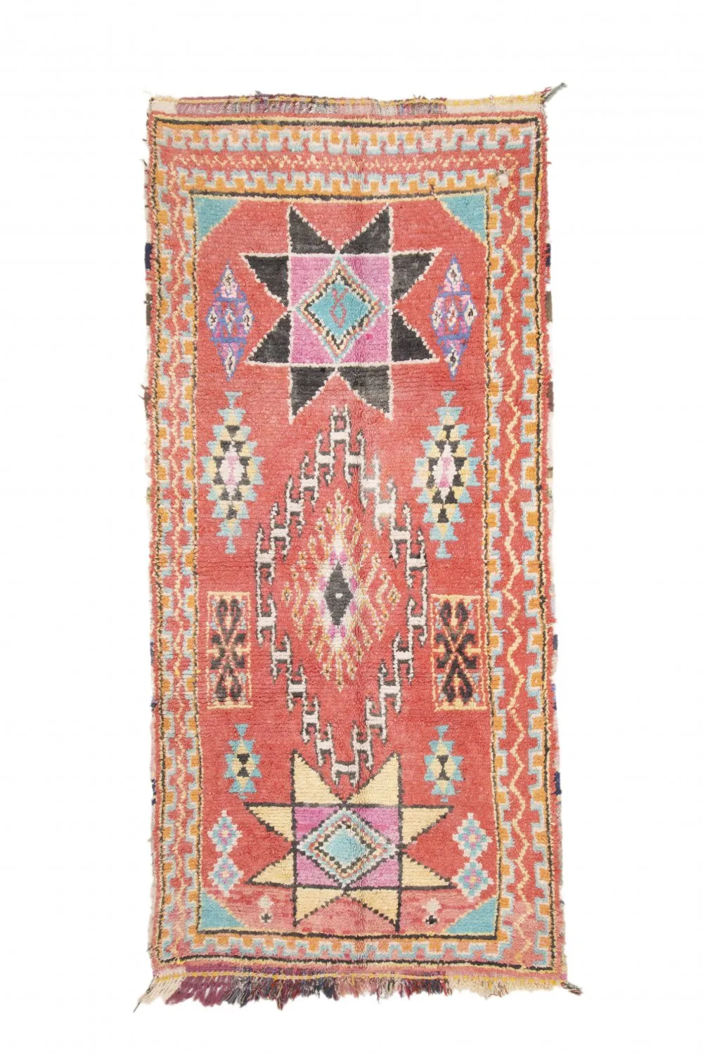 Marokkolainen Kilim matto Boucherouite 275 x 130 cm