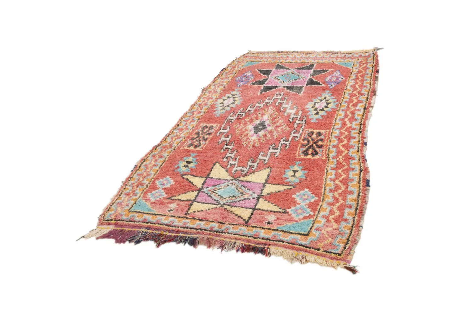 Marokkolainen Kilim matto Boucherouite 275 x 130 cm