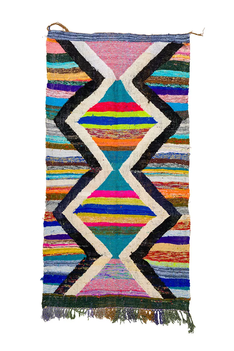 Marokkolainen Kilim matto Boucherouite 135 x 245 cm