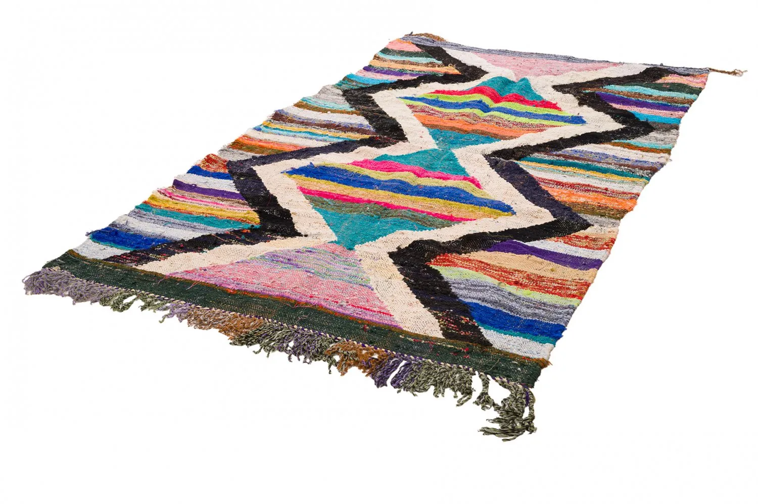 Marokkolainen Kilim matto Boucherouite 135 x 245 cm