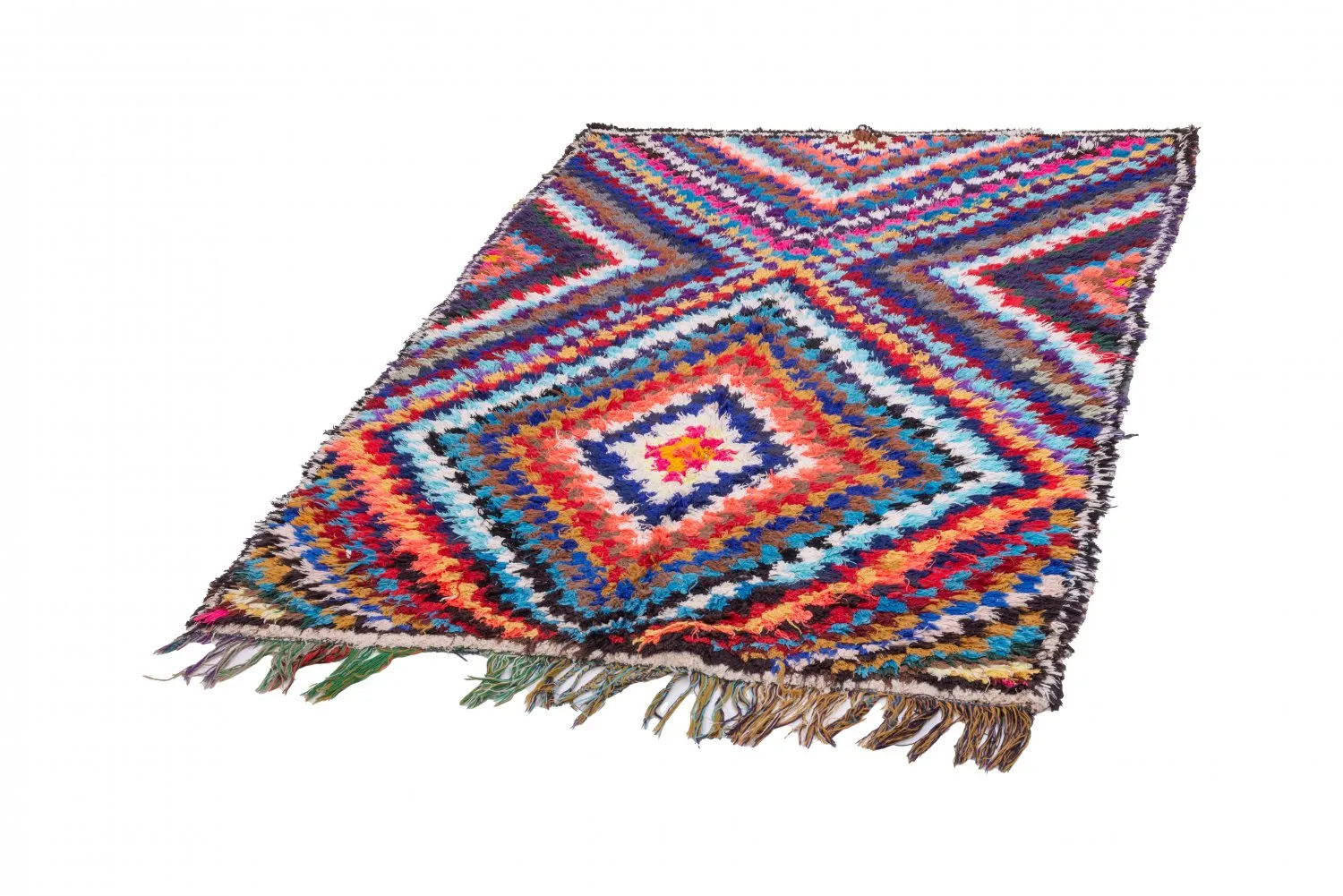 Marokkolainen Kilim matto Boucherouite 210 x 140 cm
