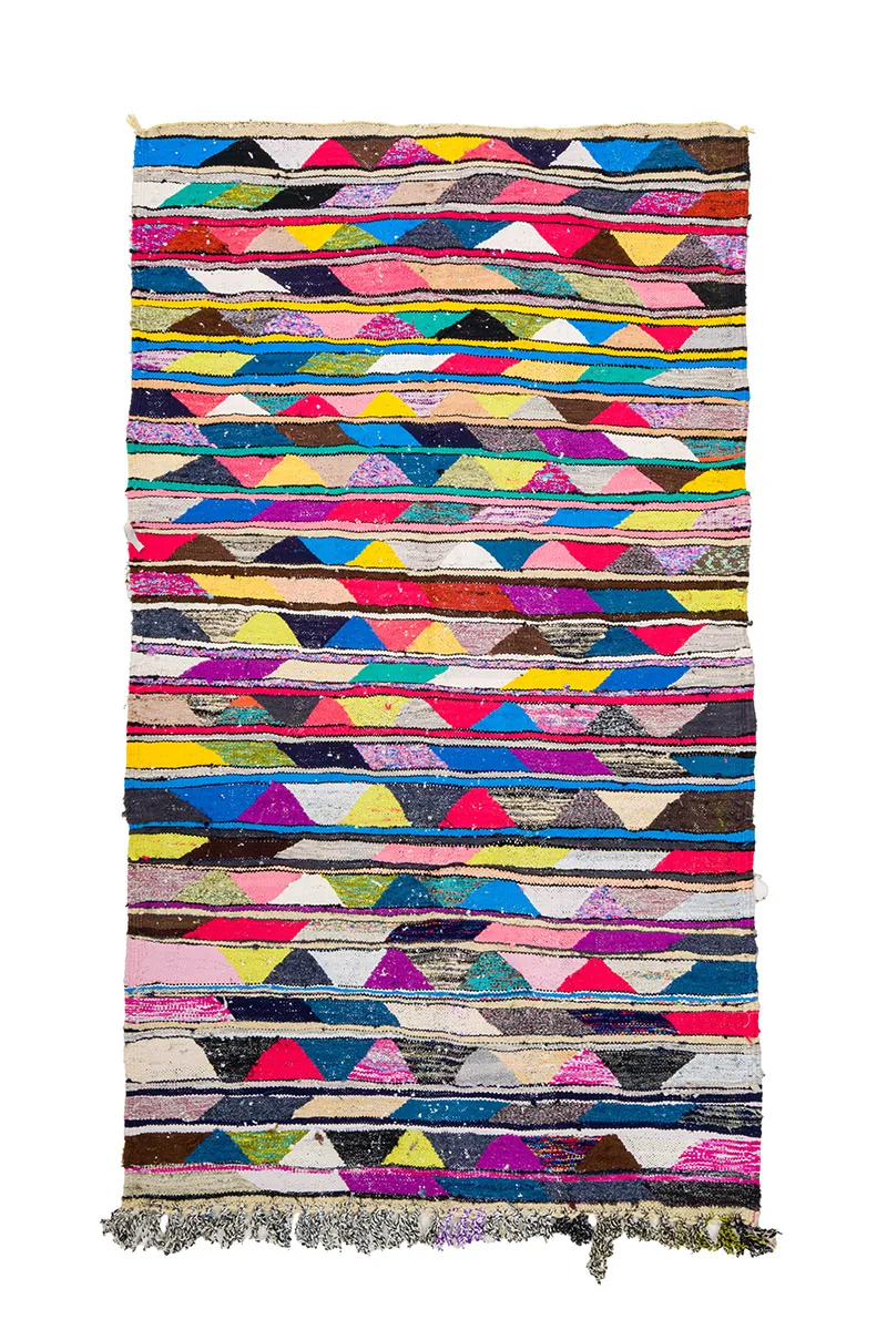 Marokkolainen Kilim matto Boucherouite 130 x 225 cm