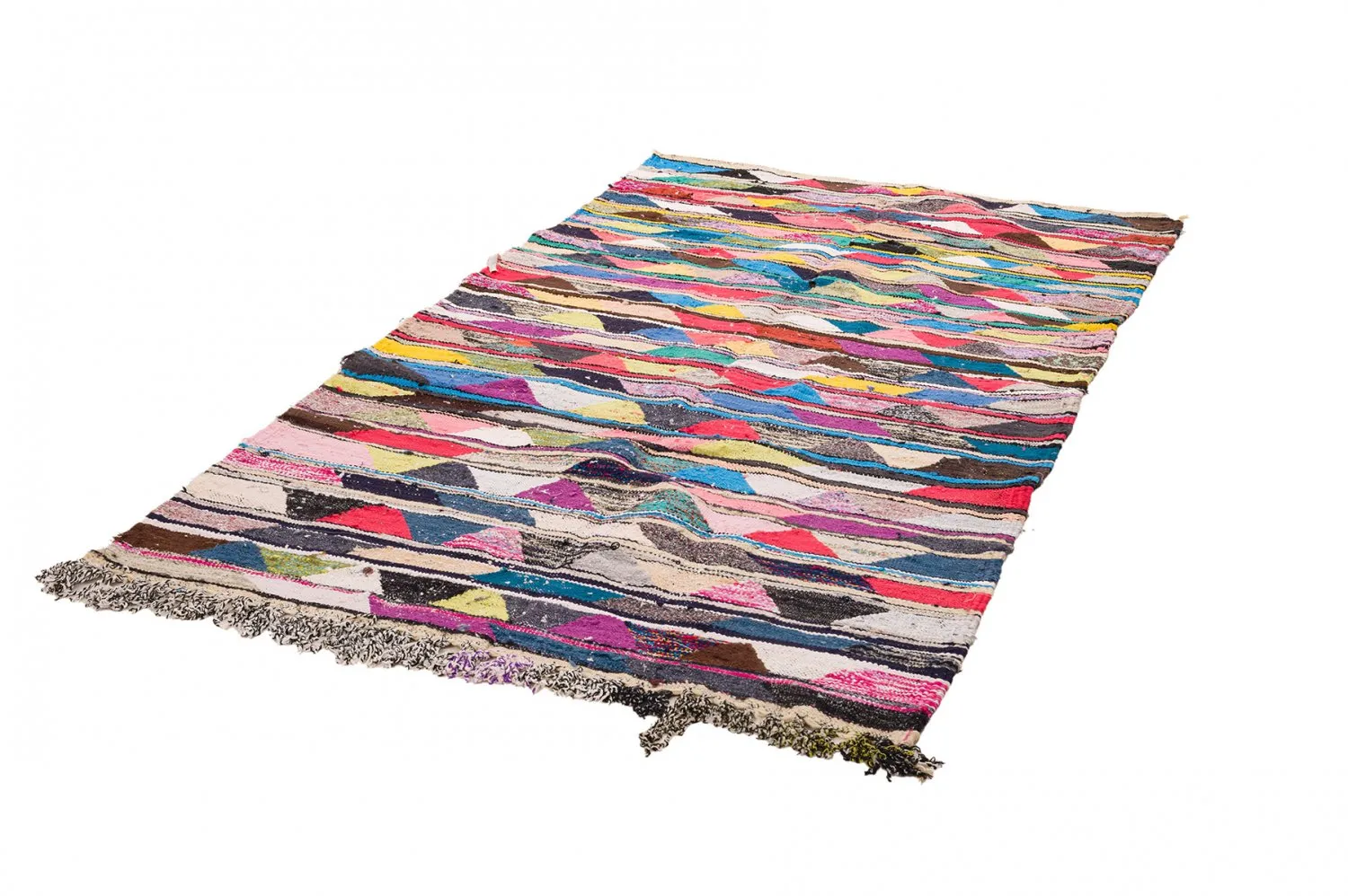 Marokkolainen Kilim matto Boucherouite 130 x 225 cm