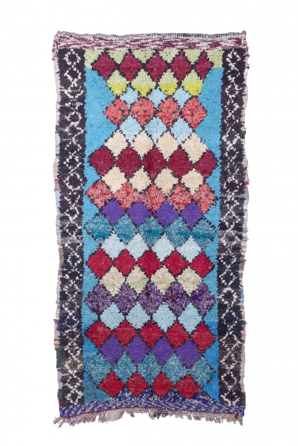 Marokkolainen Kilim matto Boucherouite 260 x 130 cm