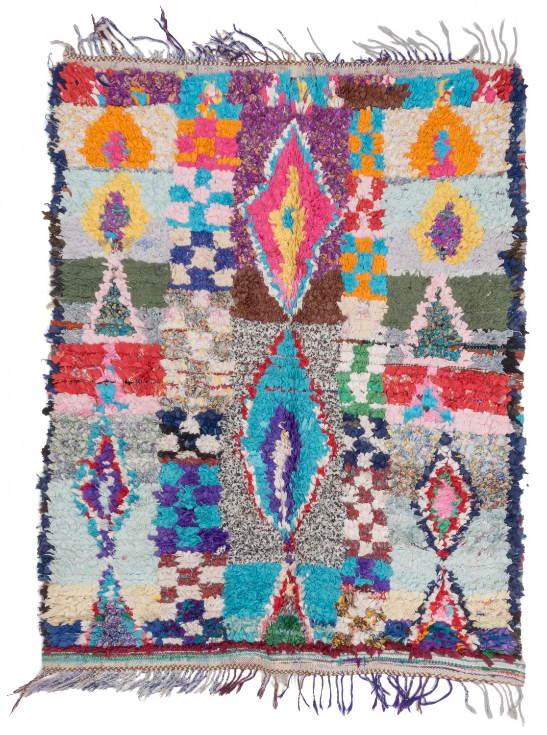 Marokkolainen Kilim matto Boucherouite 195 x 150 cm