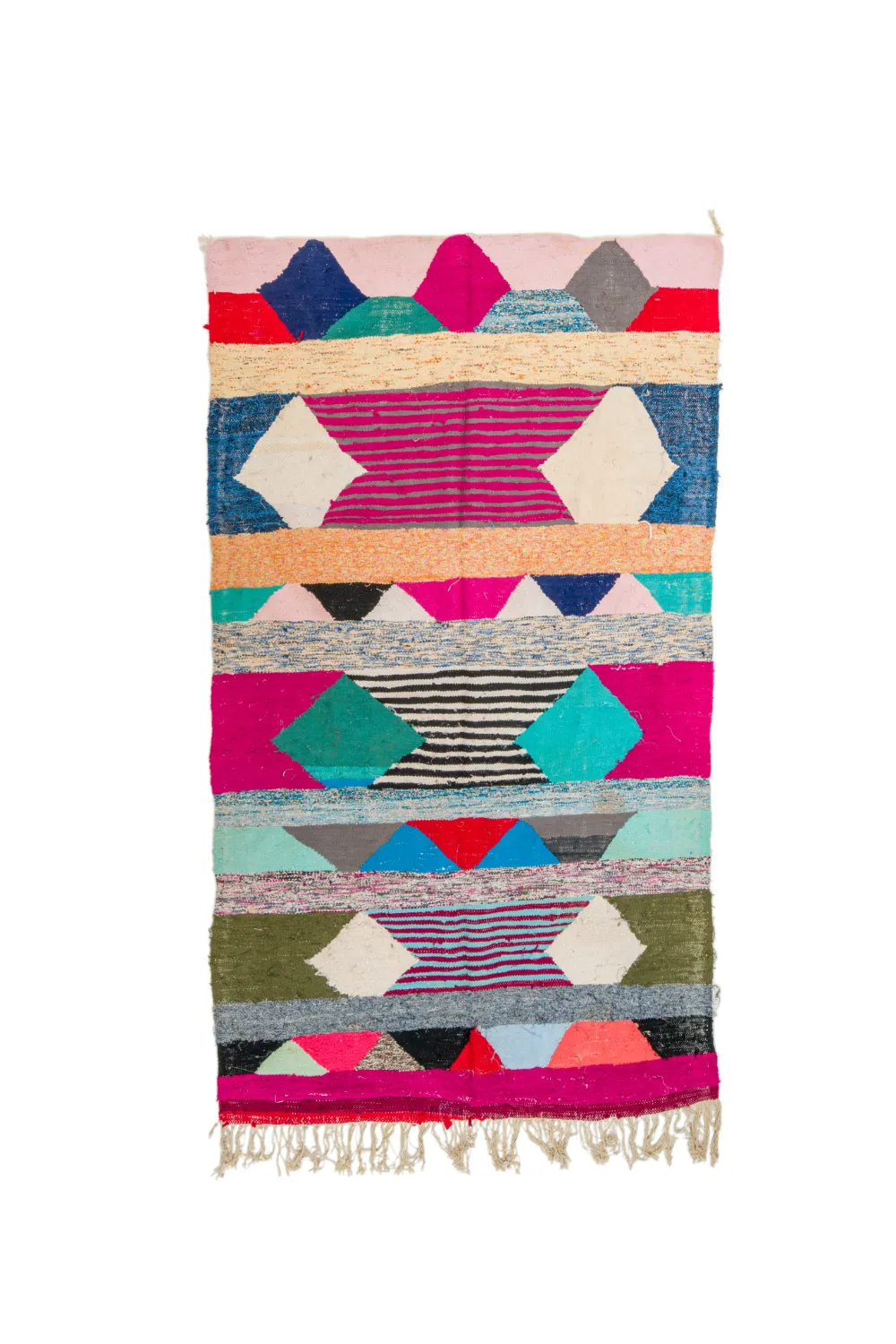 Marokkolainen Kilim matto Boucherouite 145 x 250 cm