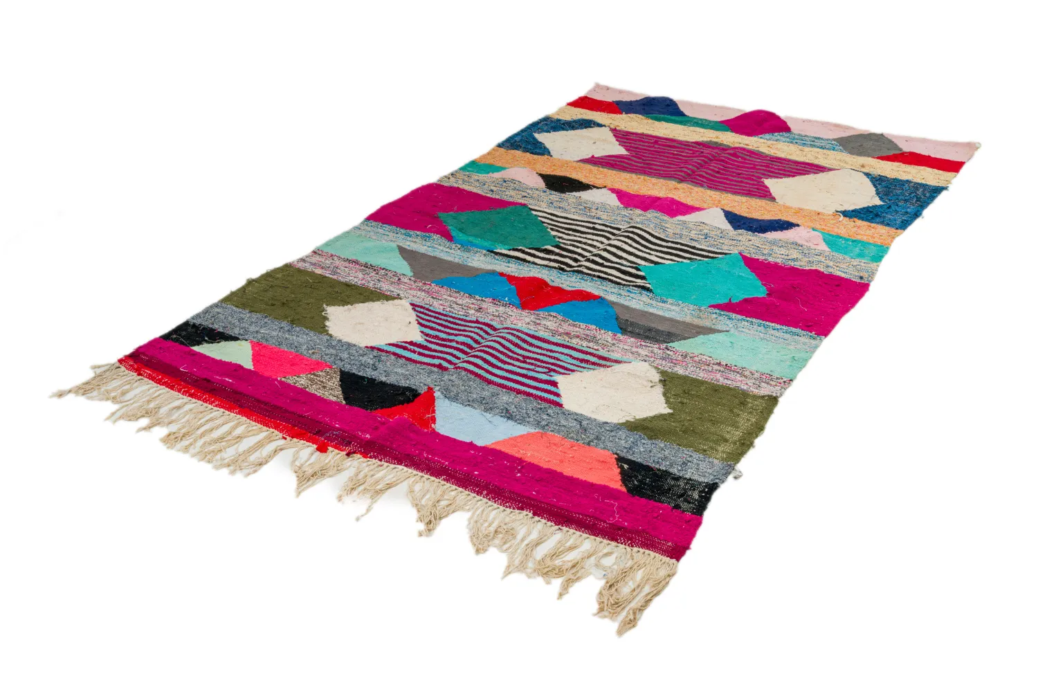 Marokkolainen Kilim matto Boucherouite 145 x 250 cm