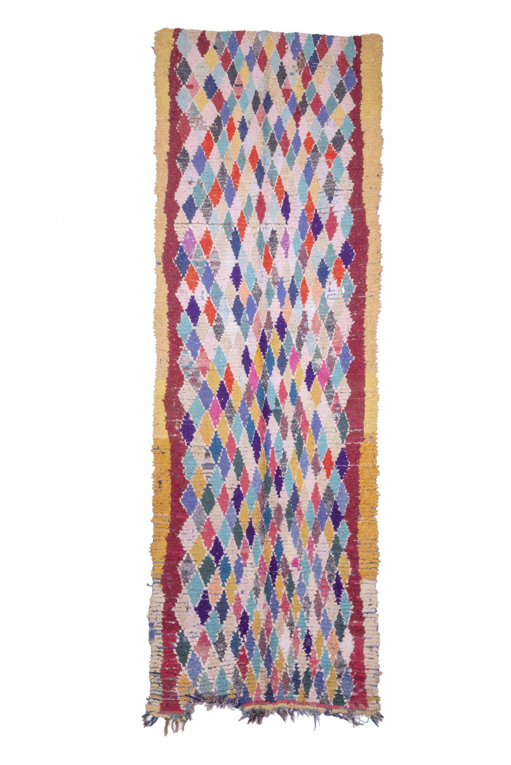 Marokkolainen Kilim matto Boucherouite 370 x 125 cm