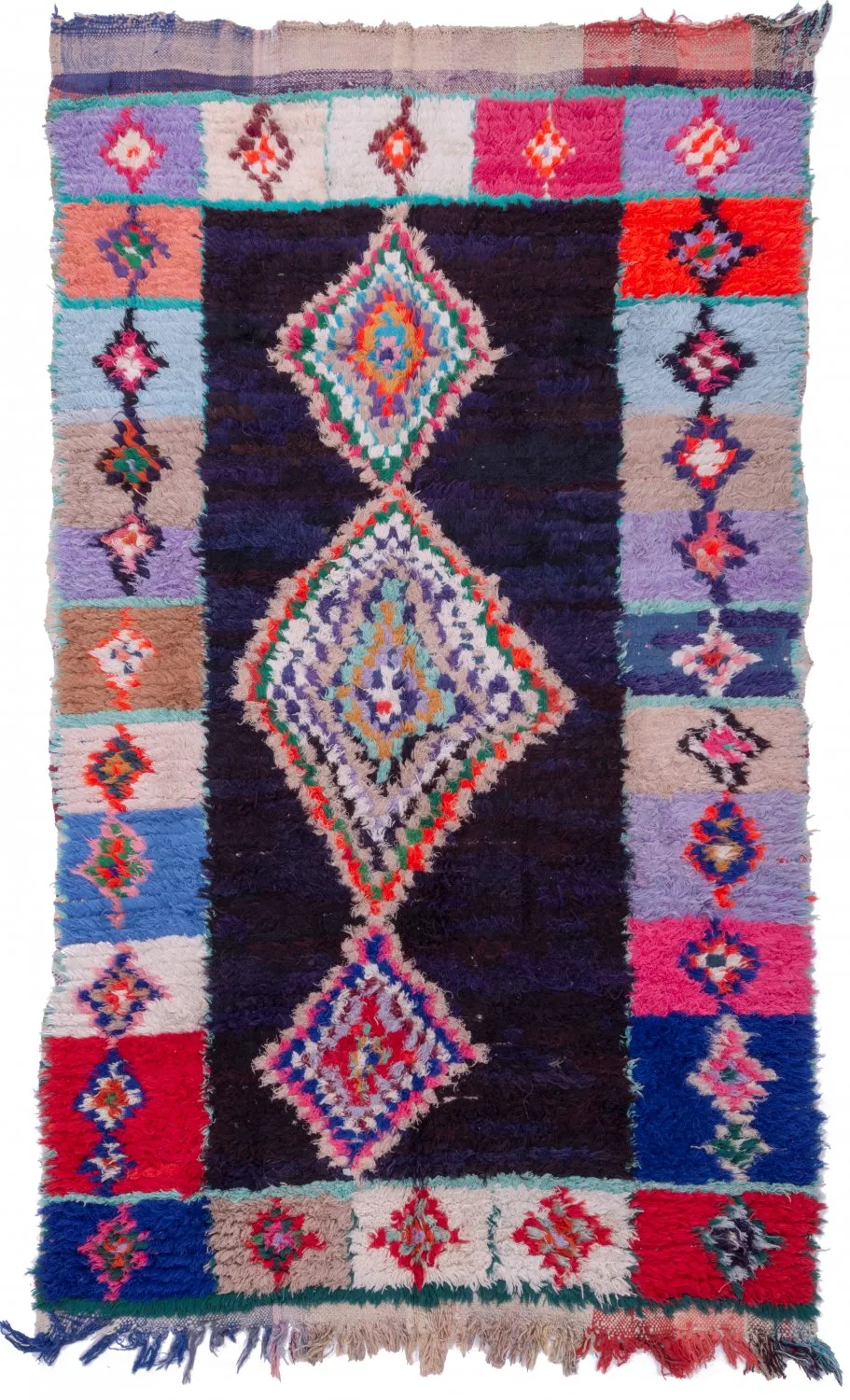 Marokkolainen Kilim matto Boucherouite 250 x 145 cm