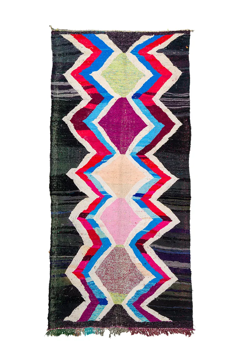 Marokkolainen Kilim matto Boucherouite 150 x 315 cm