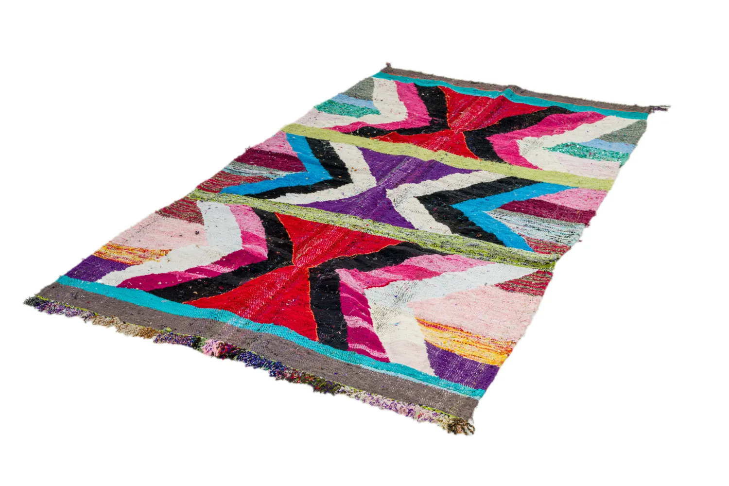 Marokkolainen Kilim matto Boucherouite 140 x 255 cm