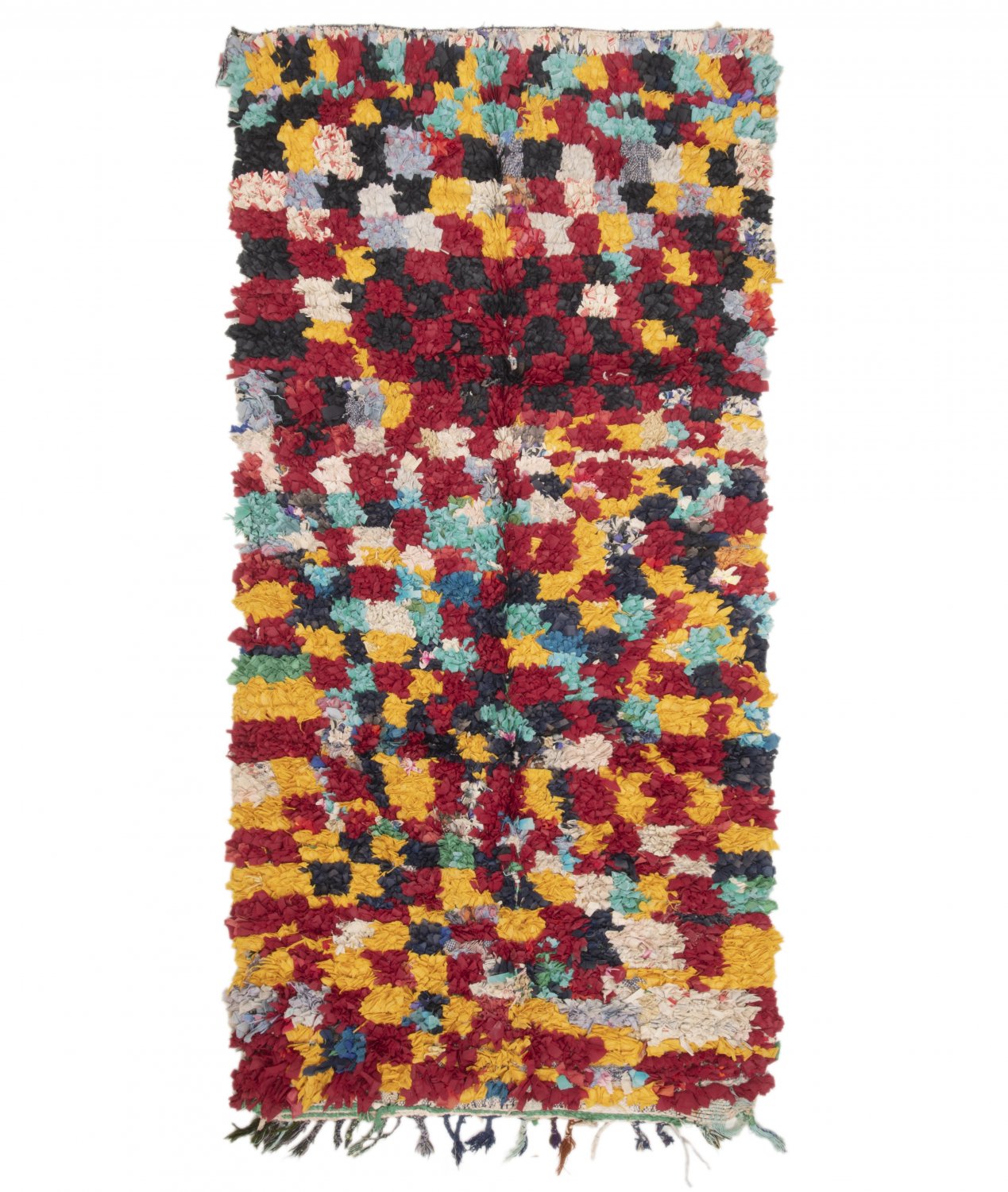 Marokkolainen Kilim matto Boucherouite 255 x 125 cm