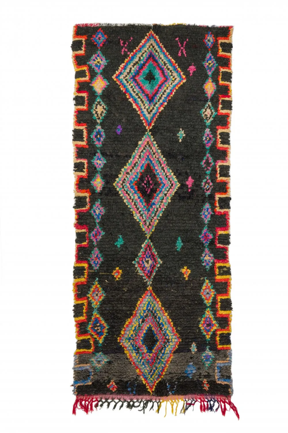 Marokkolainen Kilim matto Boucherouite 285 x 120 cm