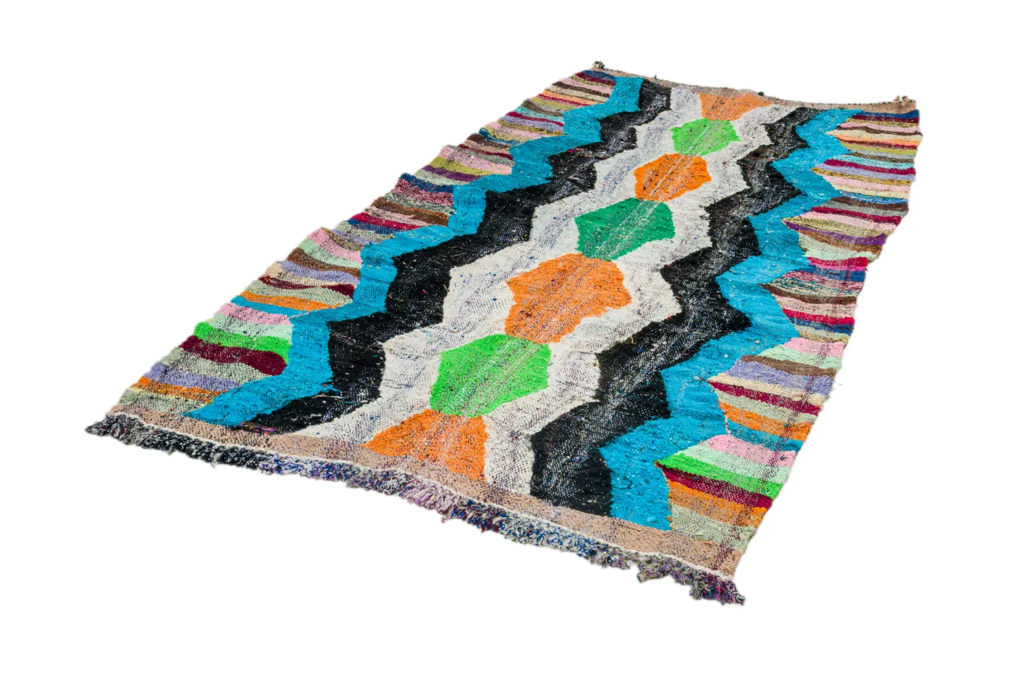 Marokkolainen Kilim matto Boucherouite 135 x 145 cm