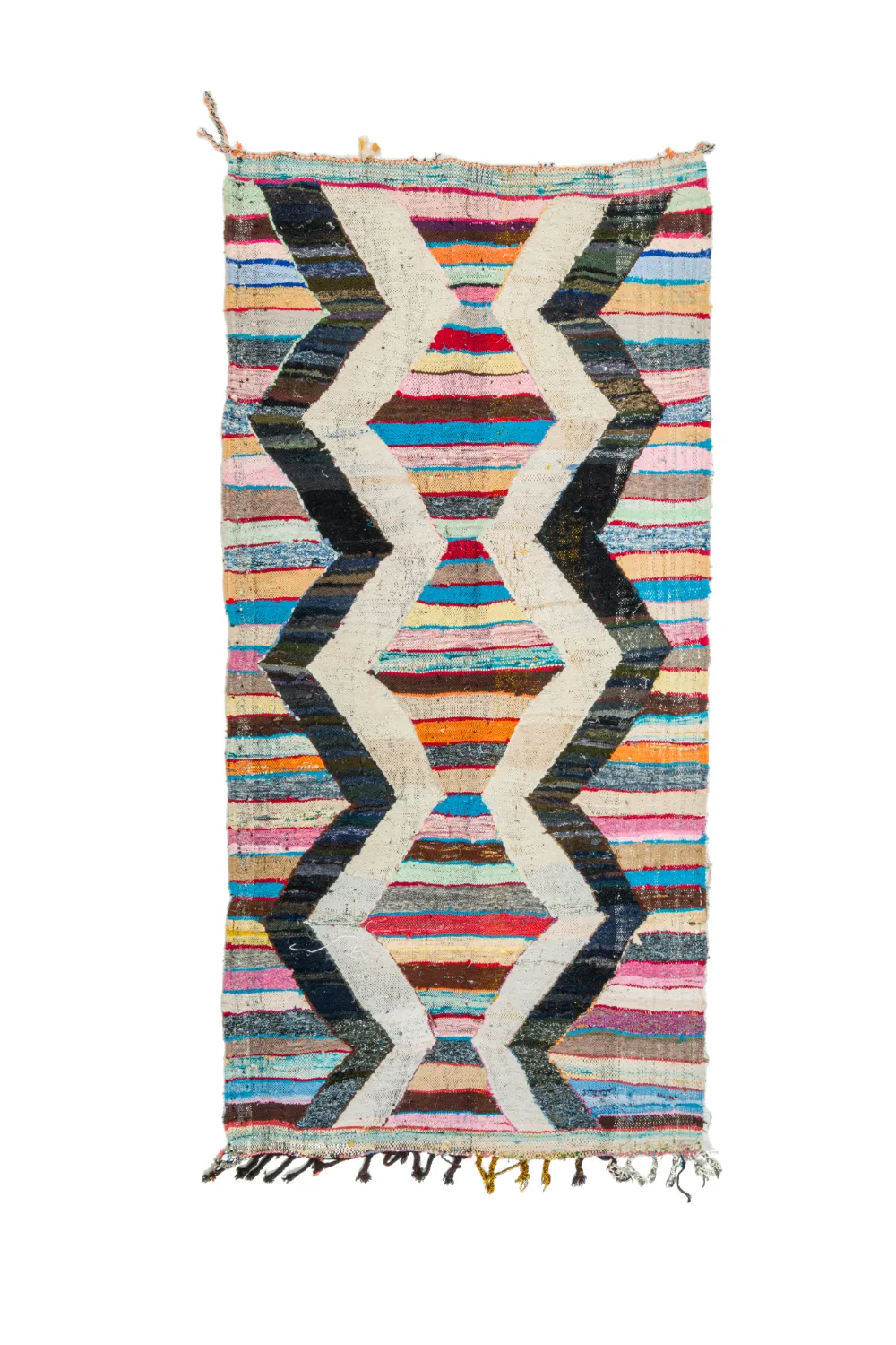 Marokkolainen Kilim matto Boucherouite 125 x 265 cm