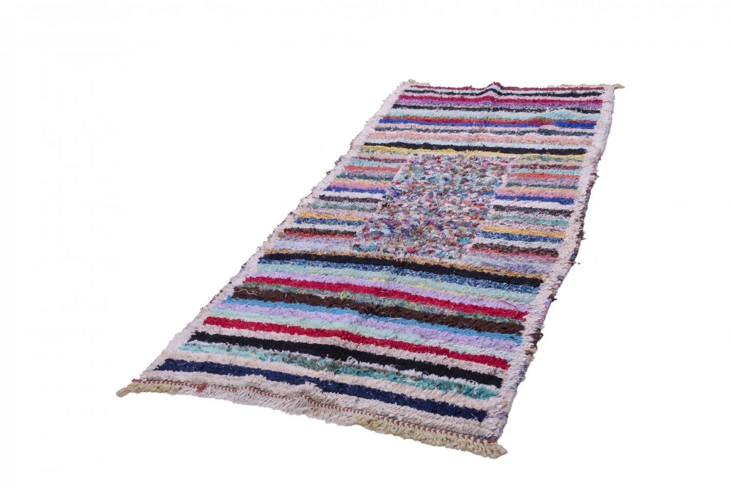 Marokkolainen Kilim matto Boucherouite 280 x 110 cm